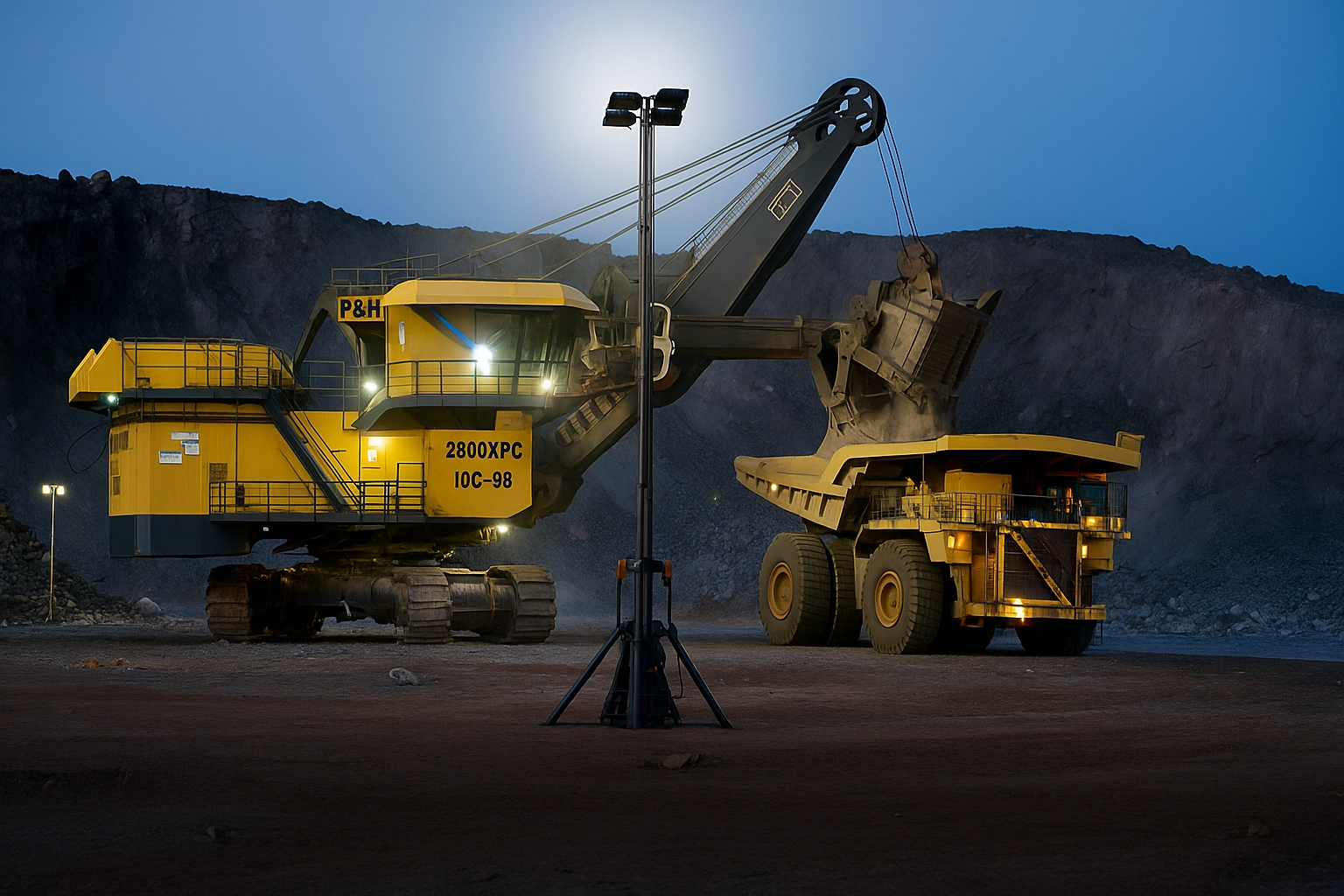 Éclairage mine à ciel ouvert